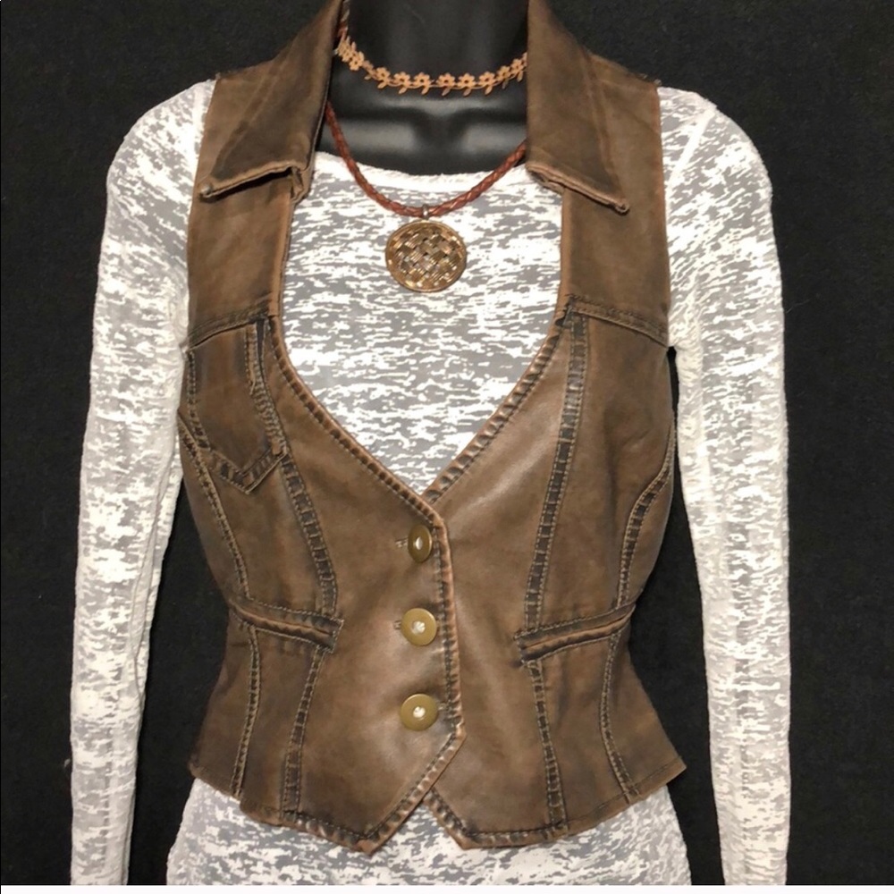 Faux leather brown vest- Michonne- Walking Dead